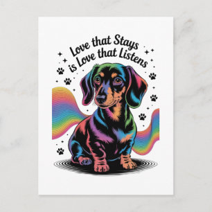 Dachshund-Liebe, die bleibt, ist Liebe, die zuhört Postkarte