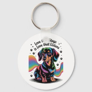 Dachshund-Liebe, die bleibt, ist Liebe, die zuhört Schlüsselanhänger