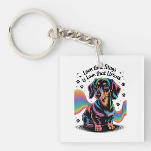 Dachshund-Liebe, die bleibt, ist Liebe, die zuhört Schlüsselanhänger