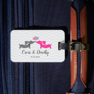 Dachshund Liebe Personalisiertes Hochzeitsgeschenk Gepäckanhänger