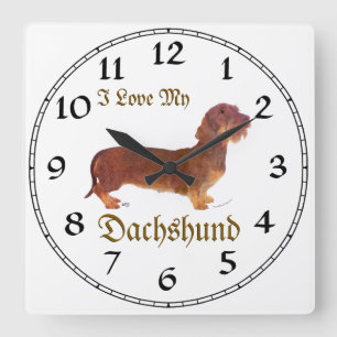 Dachshund Liebe Quadratische Wanduhr
