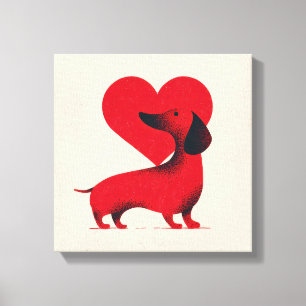 Dachshund Liebe – Süßes Hunde Herz Design Leinwanddruck