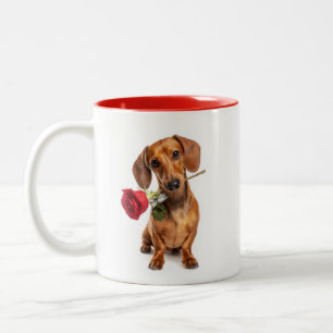 Dachshund-Liebe Zweifarbige Tasse