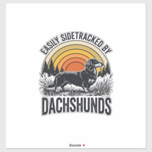 Dachshund Liebhaber-Shirt Leicht Abgelenkt Retro-K Aufkleber