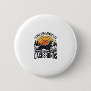 Dachshund Liebhaber-Shirt Leicht Abgelenkt Retro-K Button