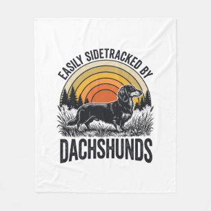 Dachshund Liebhaber-Shirt Leicht Abgelenkt Retro-K Fleecedecke