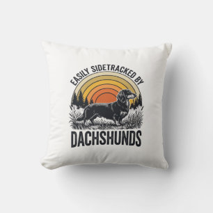 Dachshund Liebhaber-Shirt Leicht Abgelenkt Retro-K Kissen