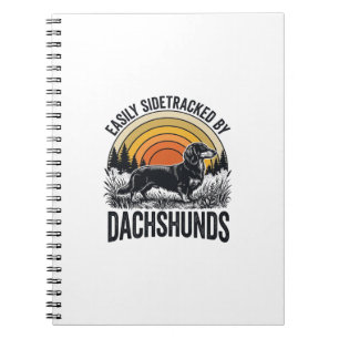 Dachshund Liebhaber-Shirt Leicht Abgelenkt Retro-K Notizblock
