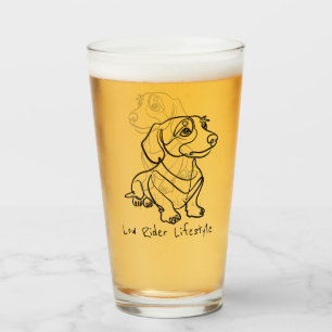 Dachshund-Linienkunst - Low Rider Lifestyle Glas