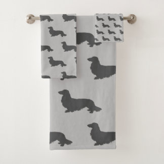 Dachshund Long Cheveux Salle De Bains Gris Ensembl
