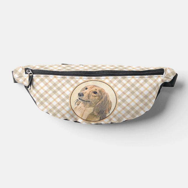 Dachshund Longhaerienne peinture rouge original ch (Poser)