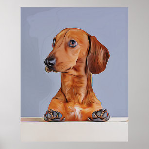 Dachshund Looking Away Doxie Dog Birthday Poster