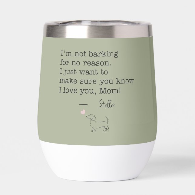 Dachshund Love Message Personalized Sage Green (Rückseite)
