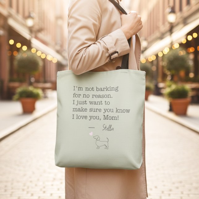 Dachshund Love Message Personalized Sage Green Tasche (Von Creator hochgeladen)