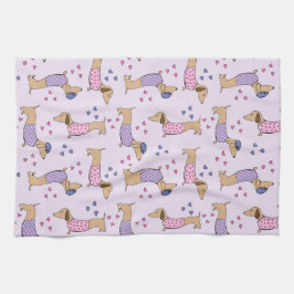 Dachshund Love Serviette de cuisine