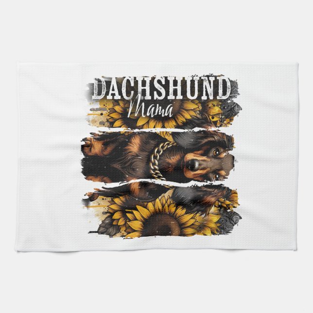 Dachshund-Mama Geschirrtuch (Horizontal)