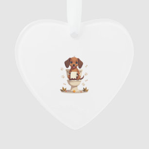 Dachshund Mignon Vintage sur Toilettes Dessin Anim