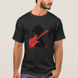 Dachshund mit Gitarre Süß Lustig Grafikdesign T-Shirt
