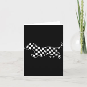 Dachshund mit kariertem Muster Retro-Welpe-Rennen Karte
