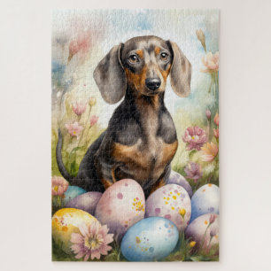 Dachshund mit Ostereiern