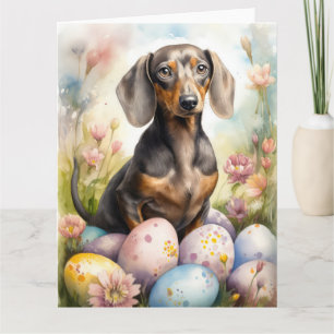 Dachshund mit Ostereiern Karte