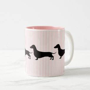 Dachshund mit rosa Streifen Zweifarbige Tasse