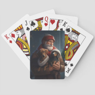 Dachshund mit Santa Claus Festliches Weihnachten Spielkarten
