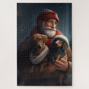 Dachshund mit Weihnachtsmann Festive Weihnachten