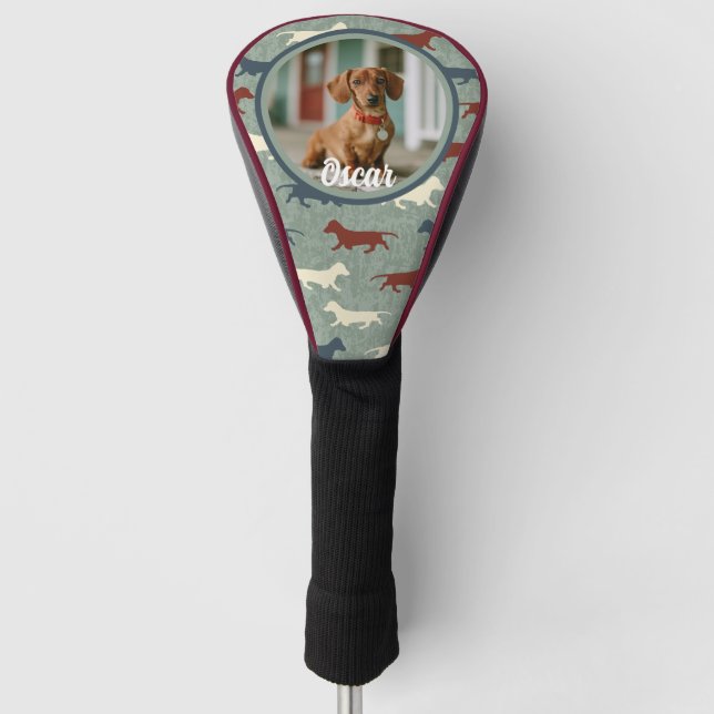 Dachshund-Muster mit Ihrem Foto Golf Headcover (Vorderseite)