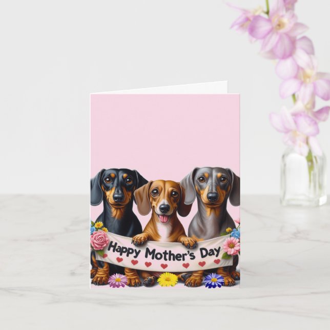Dachshund Muttertag von uns  Karte (Orchidee)