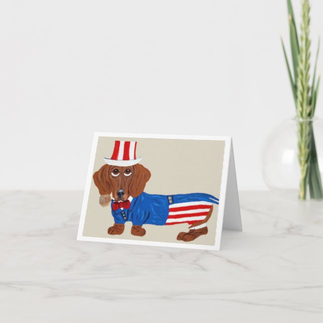 Dachshund Onkel Sam Einladung (Vorderseite)