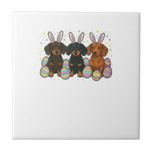 Dachshund Ostern T-Shirt Fliese