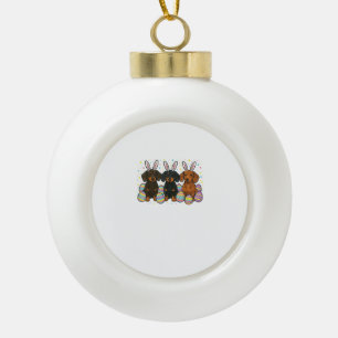 Dachshund Ostern T-Shirt Keramik Kugel-Ornament