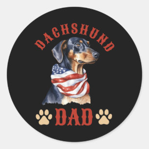 Dachshund Papa Hund Vatertag 4. Juli Runder Aufkleber