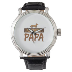 Dachshund Papa Vintage Gravur Hund Papa Design_1 Armbanduhr