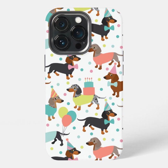 Dachshund-Party iPhone 13 Pro Hülle (Hinten)