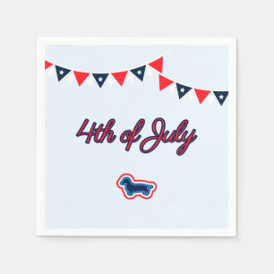 Dachshund Patriotisch Rot Weiß Und Blau 4. Juli Serviette
