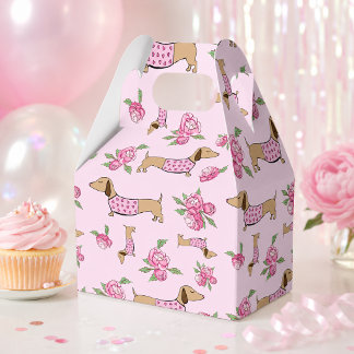 Dachshund & Pfingstrosen Florale Rosa Hochzeit Geschenkschachtel