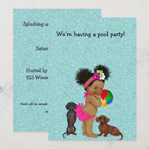 Dachshund Pool Party Ethnic Baby Invitation