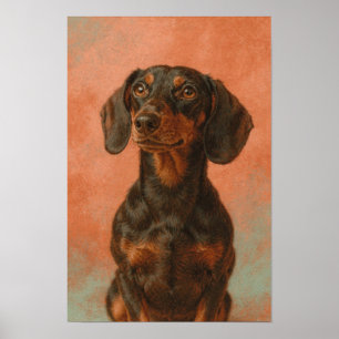 Dachshund-Porträt in Salbei und Creme Poster