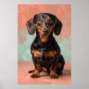 Dachshund-Porträt in warmen Erdtönen Poster