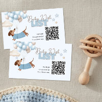 Dachshund QR-Code Baby-Registrierungs-Website Blau
