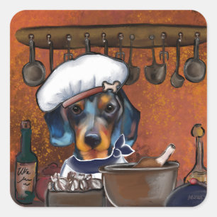 Dachshund quadratischer aufkleber