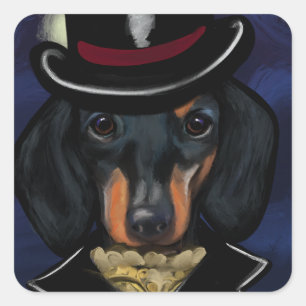 DACHSHUND QUADRATISCHER AUFKLEBER