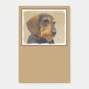 Dachshund (Rauhhaar) Malerei Originale Hundekunst Post-it Klebezettel