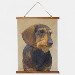 Dachshund (Rauhhaar) Malerei Originale Hundekunst Wandteppich Mit Holzrahmen