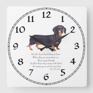 Dachshund Regenbogenbrücke Quadratische Wanduhr