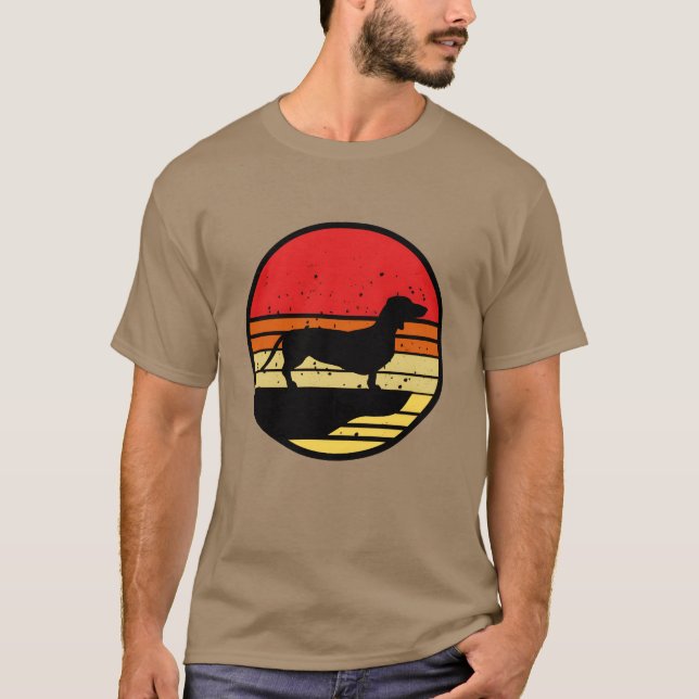 Dachshund Retro Dog Animals Sausage doggie 80s Pet T-Shirt (Vorderseite)