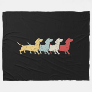 Dachshund Retro Vintage Fleecedecke