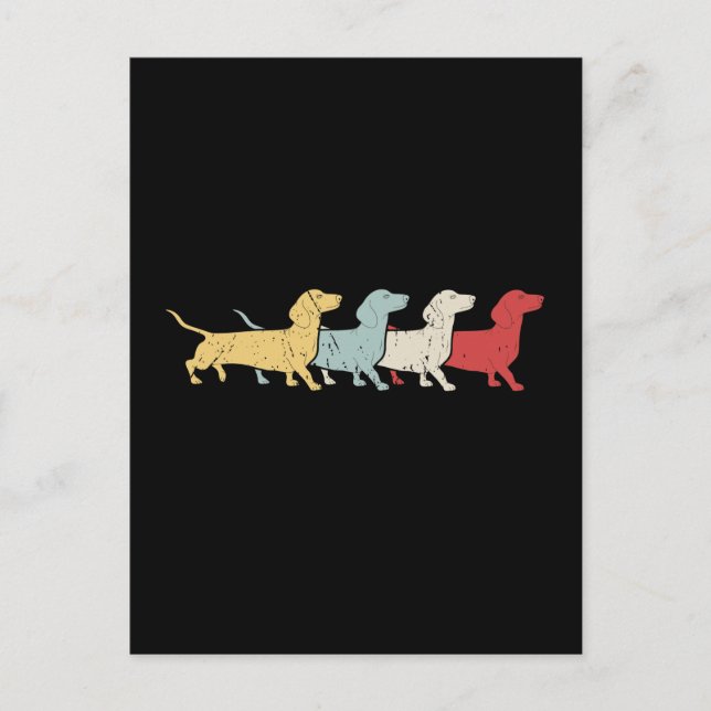 Dachshund Retro Vintage Postkarte (Vorderseite)